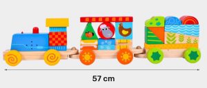 Tren de madera de juguete con bloques para armar